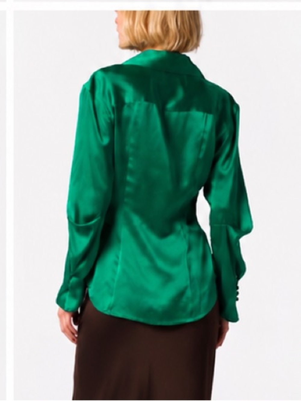 Equipment 100% Silk Emerald Green Slim Button-Up Shirt US10 NWOT - Picture 2 of 13